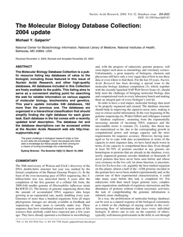 The Molecular Biology Database Collection: 2004 Update