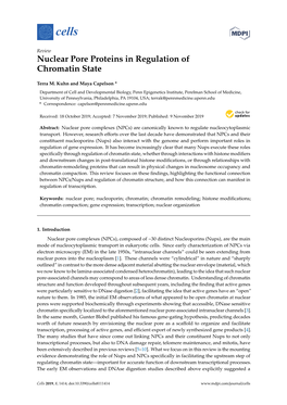 Nuclear Pore Proteins in Regulation of Chromatin State