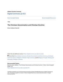 The Christian Denomination and Christian Doctrine