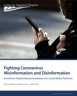 Fighting Coronavirus Misinformation and Disinformation Preventive Product Recommendations for Social Media Platforms