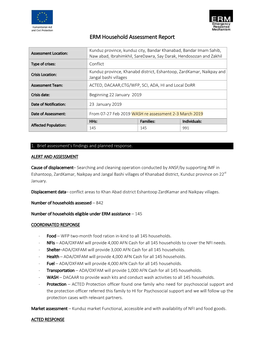 ERM Household Assessment Report