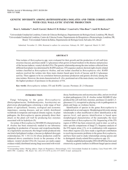 Genetic Diversity Among Botryosphaeria Isolates and Their Correlation with Cell Wall-Lytic Enzyme Production