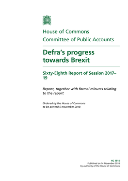 Defra's Progress Towards Brexit