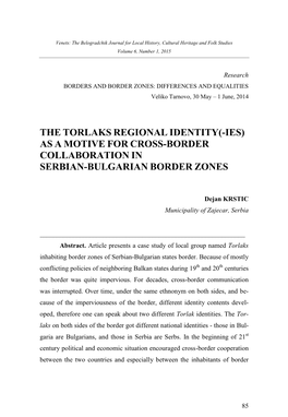 Regional Identity(-Ies) the Torlaks As a Motive