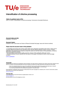 Intensification of Chlorine Processing