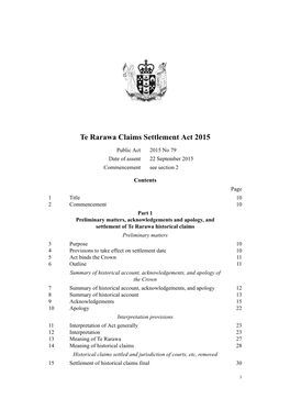 Te Rarawa Claims Settlement Act 2015