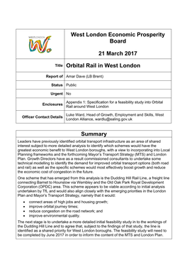 West London Economic Prosperity Board 21 March 2017