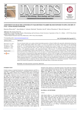 Assessment of Selected Antioxidant Parameters in Rabbit Blood Exposed to Epicatechin in Vivo – Four Weeks Exposure