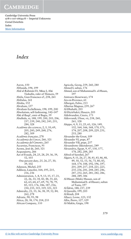 Cambridge University Press 978-1-107-16644-8 — Imperial Unknowns Cornel Zwierlein Index More Information