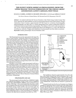 The Oldest North American Prosauropod, from the Upper Triassic Tecovas Formation of the Chinle Group (Adamanian: Latest Carnian), West Texas