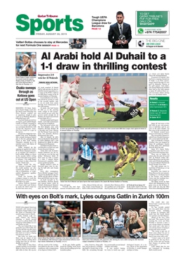 Al Arabi Hold Al Duhail to a 1-1 Draw in Thrilling Contest