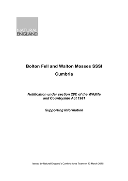 Bolton Fell and Walton Mosses SSSI Cumbria