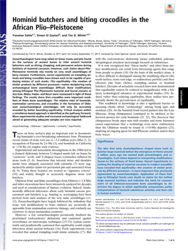 Hominid Butchers and Biting Crocodiles in the African Plio–Pleistocene