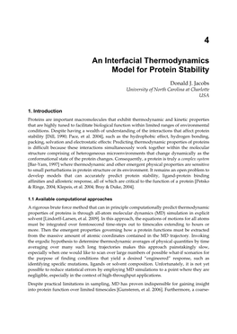 An Interfacial Thermodynamics Model for Protein Stability