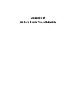 Appendix D Wild and Scenic Rivers Suitability
