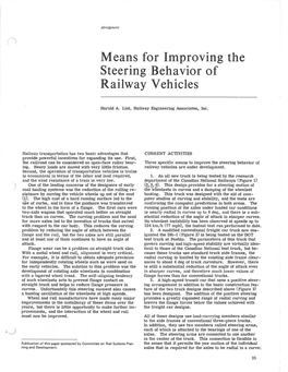 Means for Improving the Steering Behavior of Railway Vehicles