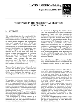 ICG Latin America Briefing, 22 May 2002 Page 2