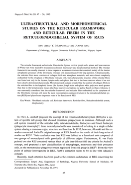 Ultrastructural and Morphometrical Studies on the Reticular Framework and Reticular Fibers in the Reticuloendothelial System of Rats