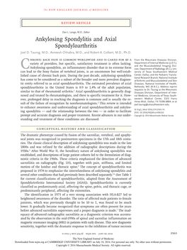 Ankylosing Spondylitis and Axial Spondyloarthritis Joel D