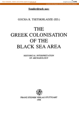 The Greek Colonisation of the Black Sea Area