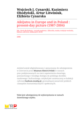 Aikijutsu in Europe and in Poland : Present-Day Picture (1987-2004)