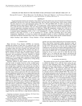 L87 Cooling of the Crust in the Neutron Star Low-Mass