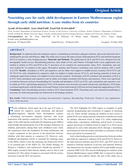 Nourishing Care for Early Child Development in Eastern Mediterranean Region Through Early Child Nutrition: a Case Studies from Six Countries