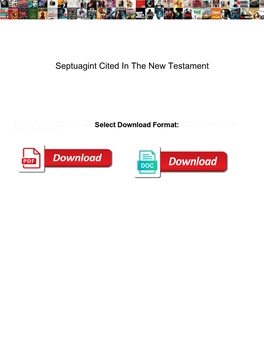 Septuagint Cited in the New Testament