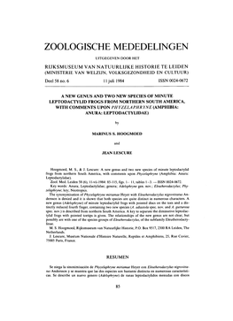 Zoologische Mededelingen