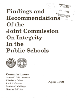 Findings and of the Joint Commission on Integrity in the Public Schools