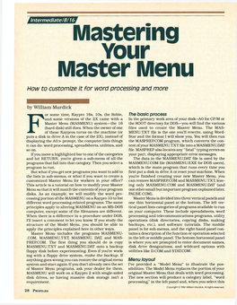 Mastering Your Master Menu How to Customize It for Word Processing and More