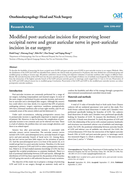 Modified Post-Auricular Incision for Preserving Lesser Occipital Nerve