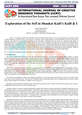 Exploration of the Self in Shaukat Kaifi's Kaifi & I