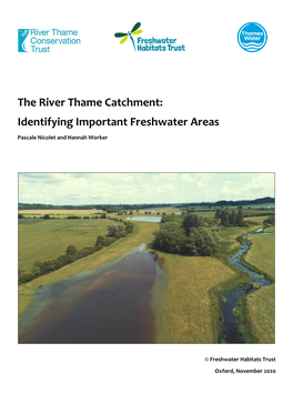 The River Thame Catchment: Identifying Important Freshwater Areas