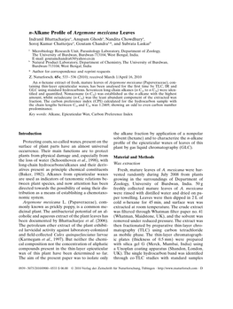 N-Alkane Profile of Argemone Mexicana Leaves