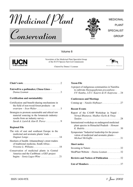 Medicinal Plant Conservation Through the United Nations Environment Program Goes to Press, the Process of Renewing the Membership (UNEP)