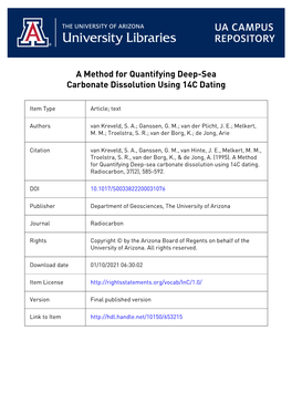 A Method for Quantifying Deep-Sea Carbonate Dissolution Using 14C Dating