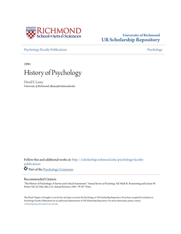 History of Psychology David E