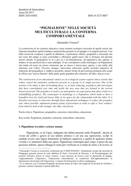 Pigmalione” Nelle Società Multiculturali: La Conferma Comportamentale