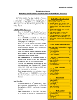 Analyzing the TSI Harley-Davidson 150 at Stafford Motor Speedway