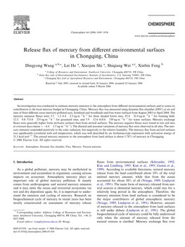 Release Flux of Mercury from Different Environmental Surfaces In