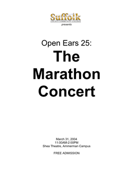 Open Ears 25: the Marathon Concert