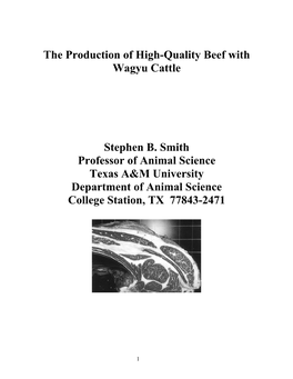 The Production of High Quality Beef with Wagyu Cattle – Smith