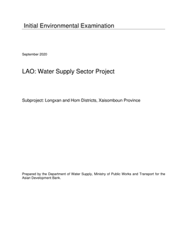 Water Supply Sector Project: Longxan and Hom Districts