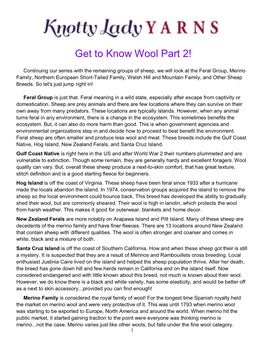 Get to Know Wool Part 2!