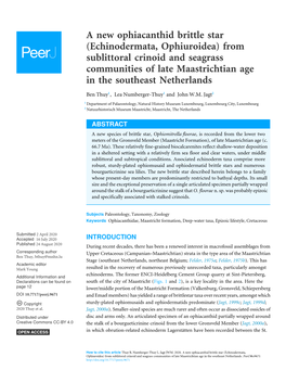 Echinodermata, Ophiuroidea) from Sublittoral Crinoid and Seagrass Communities of Late Maastrichtian Age in the Southeast Netherlands