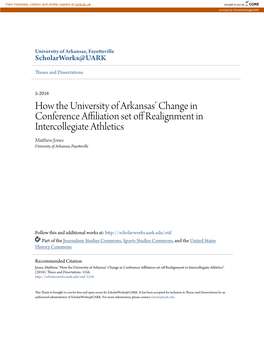 How the University of Arkansasâ•Ž Change in Conference Affiliation