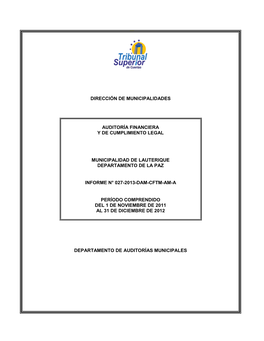 º Dirección De Municipalidades Auditoría Financiera Y De