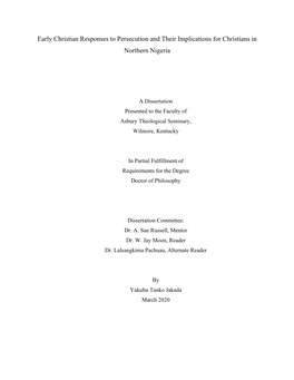 Early Christian Responses to Persecution and Their Implications for Christians in Northern Nigeria