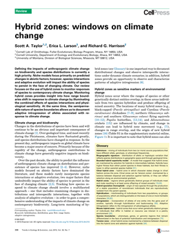 Hybrid Zones: Windows on Climate Change